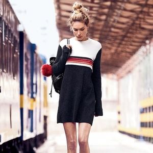FREE PEOPLE COLOR BLOCK SWIT SWEATER MINI DRESS